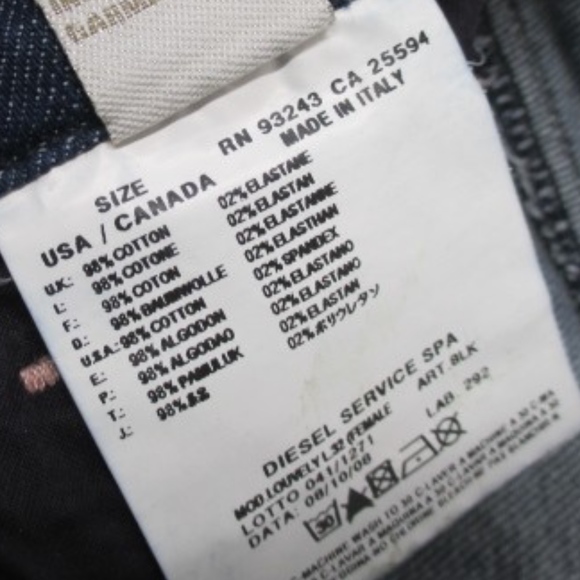 Diesel Louvely Jeans 28L 32W Women Stretch Blue - Picture 8 of 9